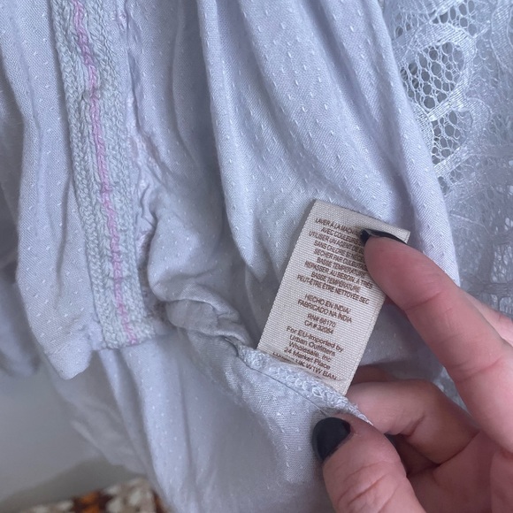 Free People Boogie All Night Baby Blue Bubble Sleeve Bouse - Picture 3 of 12